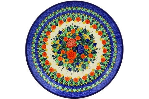 Polish Pottery 10½-inch Dinner Plate Red Meadow UNIKAT