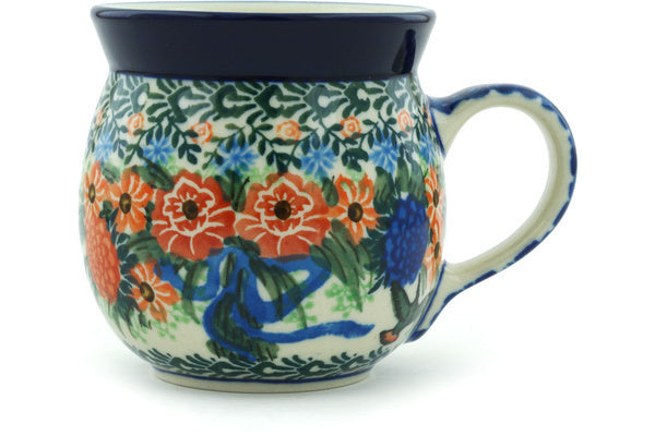 Polish Pottery 8 oz Bubble Mug Hummingbird Bouquet UNIKAT