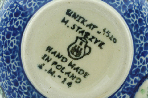 Polish Pottery 12oz Bubble Mug Blue Meadow UNIKAT