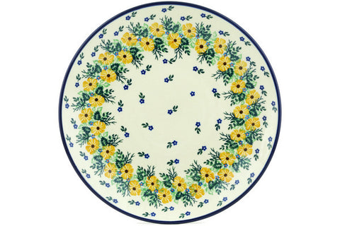 Polish Pottery 10½-inch Dinner Plate Yellow Flower Wreath