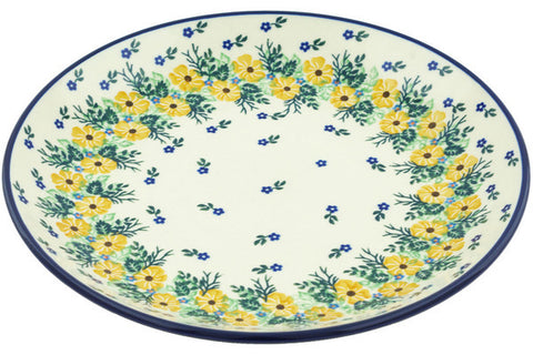 Polish Pottery 10½-inch Dinner Plate Yellow Flower Wreath