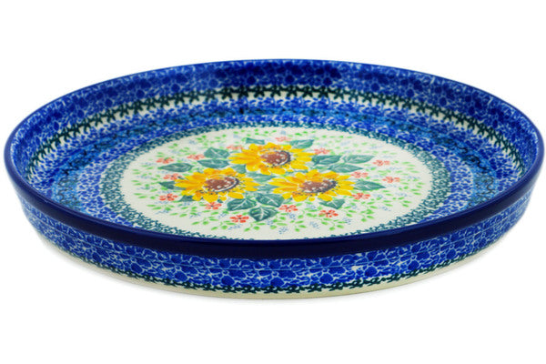 Polish Pottery 10" Cookie Platter Summer Sunflowers UNIKAT