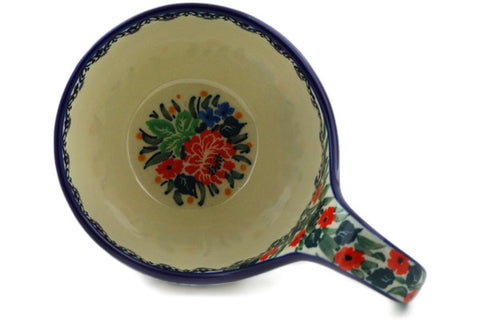 Polish Pottery 16 oz Bowl with Loop Handle Blue Escape UNIKAT