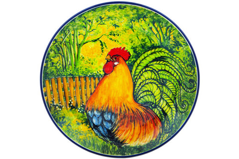 Polish Pottery 10½-inch Dinner Plate L119 Proud Rooster UNIKAT