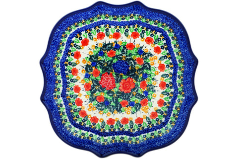Polish Pottery 8 Point Plate Red Meadow UNIKAT