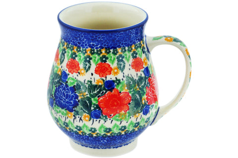 Polish Pottery 17 oz Mug Red Meadow UNIKAT