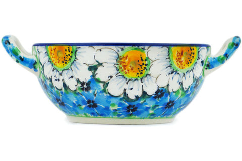 Polish Pottery 10 oz Bouillon Cup Pansies And Daisies UNIKAT