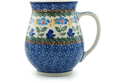 Polish Pottery 17 oz Mug Blue Forget-Me-Nots