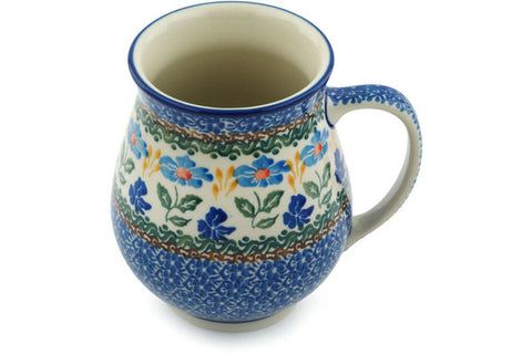 Polish Pottery 17 oz Mug Blue Forget-Me-Nots