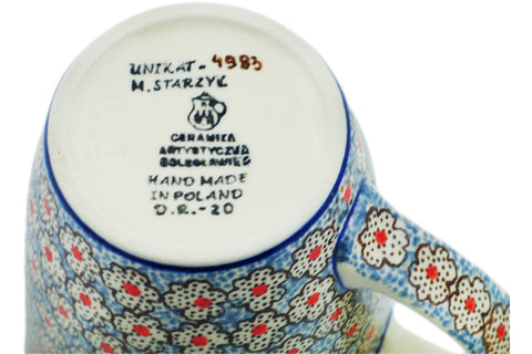 Polish Pottery 22 oz Mug Black Daisies UNIKAT