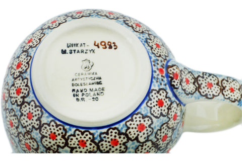Polish Pottery 16 oz Bubble Mug Black Daisies UNIKAT