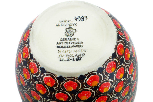 Polish Pottery 16 oz Bowl with Loop Handle Later Gator UNIKAT