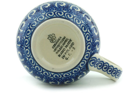 Polish Pottery 16 oz Bubble Mug Blue Daisy Swirls