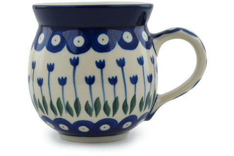Polish Pottery 12oz Bubble Mug Blue Tulip Peacock
