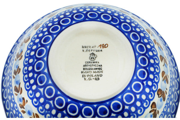 Polish Pottery Cereal Bowl Brown And Blue Beauty UNIKAT