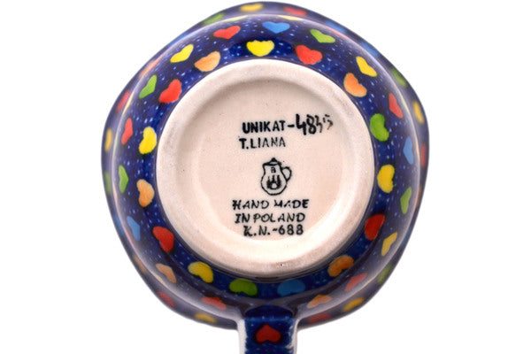 Polish Pottery 8 oz Cup with Saucer Colourful Dot Show UNIKAT