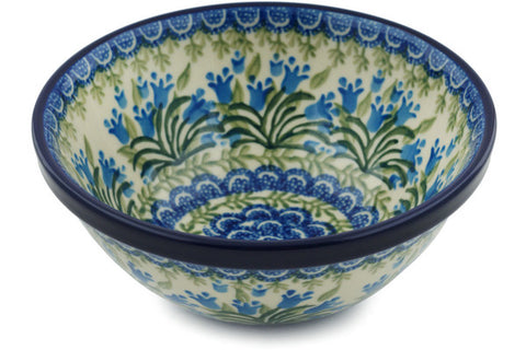 Polish Pottery Cereal Bowl Feathery Bluebells