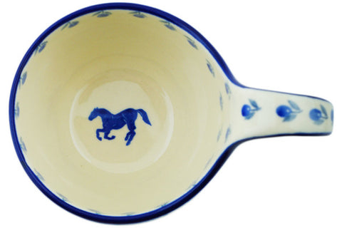 Polish Pottery 16 oz Bowl with Loop Handle Horse Gallop