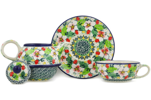 Polish Pottery 22 oz Tea Set for One Country Boutique UNIKAT
