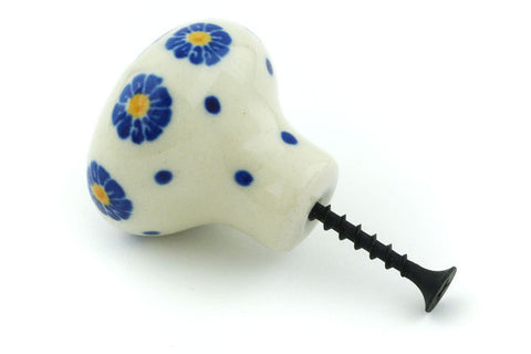 Polish Pottery Drawer knob 1-1/2 inch Blue Zinnia