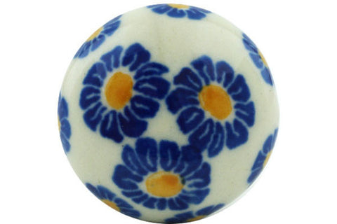 Polish Pottery Drawer knob 1-1/2 inch Blue Zinnia
