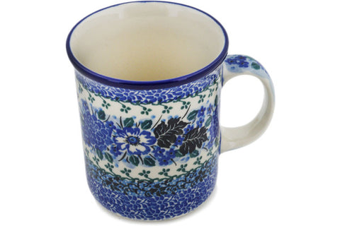 Polish Pottery 15 oz Mug Hummingbird Blue UNIKAT