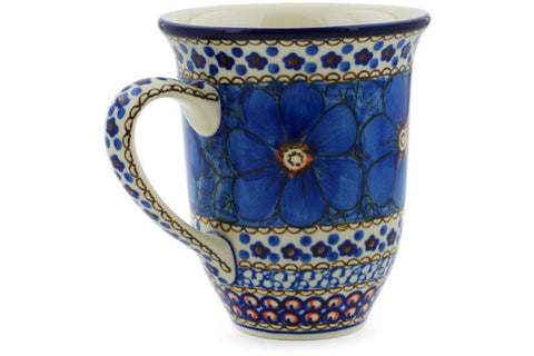 Polish Pottery Bistro Mug Cobalt Poppies UNIKAT