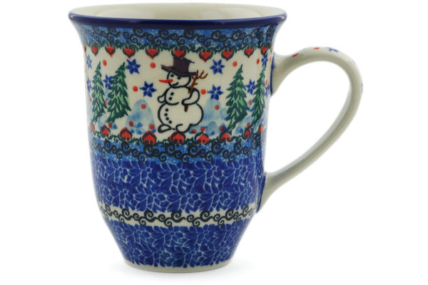 Polish Pottery Bistro Mug Dancing Snowman UNIKAT