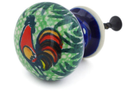 Polish Pottery Drawer knob 1-3/8 inch Rooster Parade UNIKAT