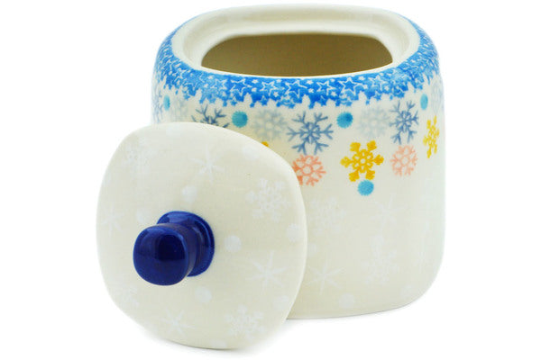 Polish Pottery 9 oz Sugar Bowl Happy Snowflakes