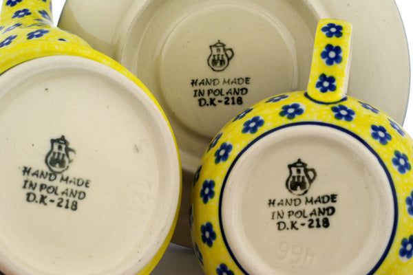 Polish Pottery 17 oz Tea Set for One Sunburst Daisies