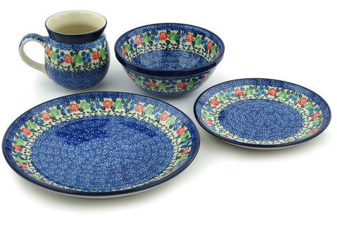 Polish Pottery 4-Piece Place Setting Obsessive Spring