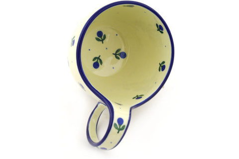 Polish Pottery 16 oz Bowl with Loop Handle Blue Buds