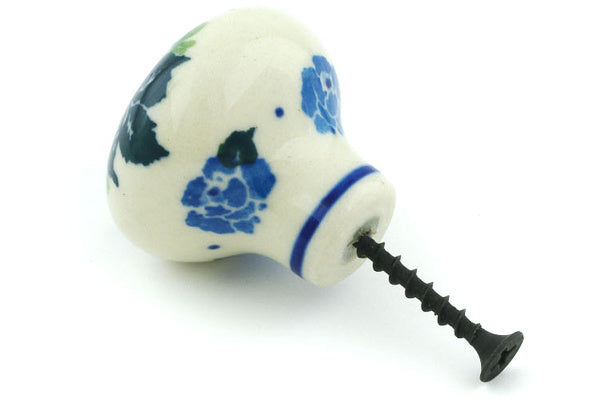 Polish Pottery Drawer knob 1-1/2 inch Blue Rose