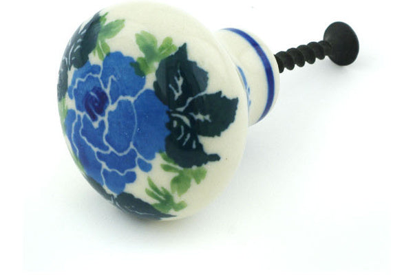 Polish Pottery Drawer knob 1-1/2 inch Blue Rose