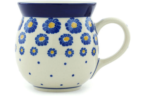 Polish Pottery 16 oz Bubble Mug Blue Zinnia
