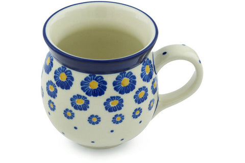 Polish Pottery 16 oz Bubble Mug Blue Zinnia