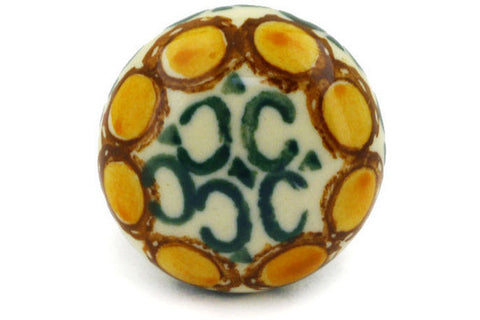 Polish Pottery Drawer knob 1-3/8 inch Blue Leaves