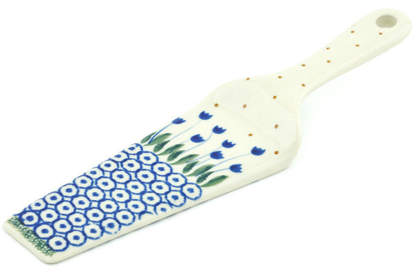 Polish Pottery 10" Pie and Cake Server Water Tulip