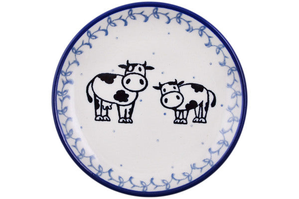 Polish Pottery Mini Plate, Coaster plate Happy Cows