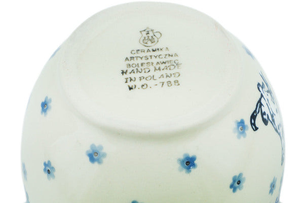 Polish Pottery 16 oz Bowl with Loop Handle Dalmatian Delight