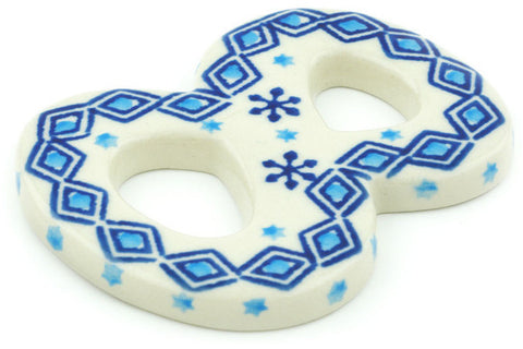 Polish Pottery 4-inch House Number EIGHT (8) Blue Snowflake