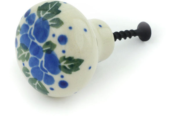 Polish Pottery Drawer knob 1-1/2 inch Blue Speckle Garland