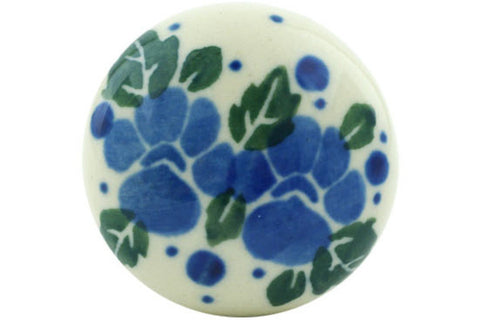 Polish Pottery Drawer knob 1-3/8 inch Blue Speckle Garland