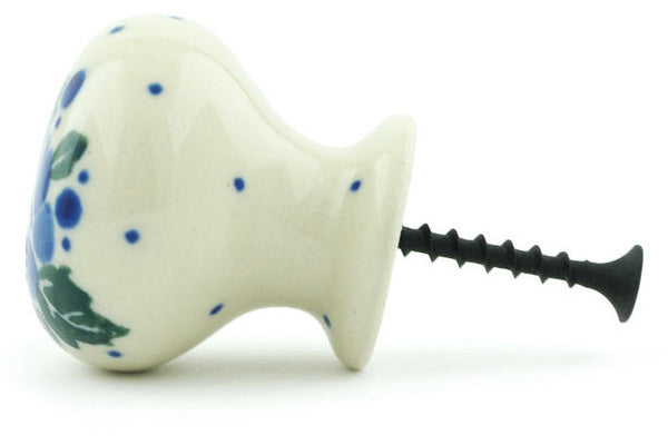Polish Pottery Drawer knob 1-3/8 inch Blue Speckle Garland