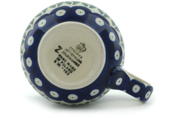 Polish Pottery 8 oz Bubble Mug Blue Tulip Peacock