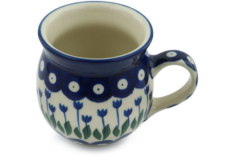 Polish Pottery 8 oz Bubble Mug Blue Tulip Peacock