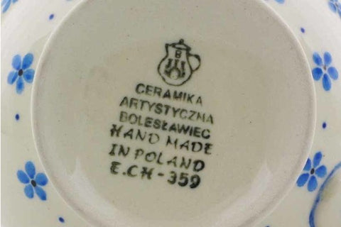 Polish Pottery 15 oz Bubble Mug White Pansy