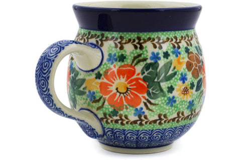 Polish Pottery 12oz Bubble Mug Pristine Pansy UNIKAT