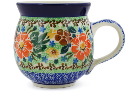 Polish Pottery 12oz Bubble Mug Pristine Pansy UNIKAT